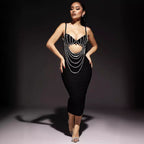 Robe de soirée élégante en dentelle noire et blanche 
