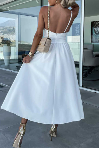 Robe de soirée sexy de célébrités, unie, ajourée, poche, fente en V 