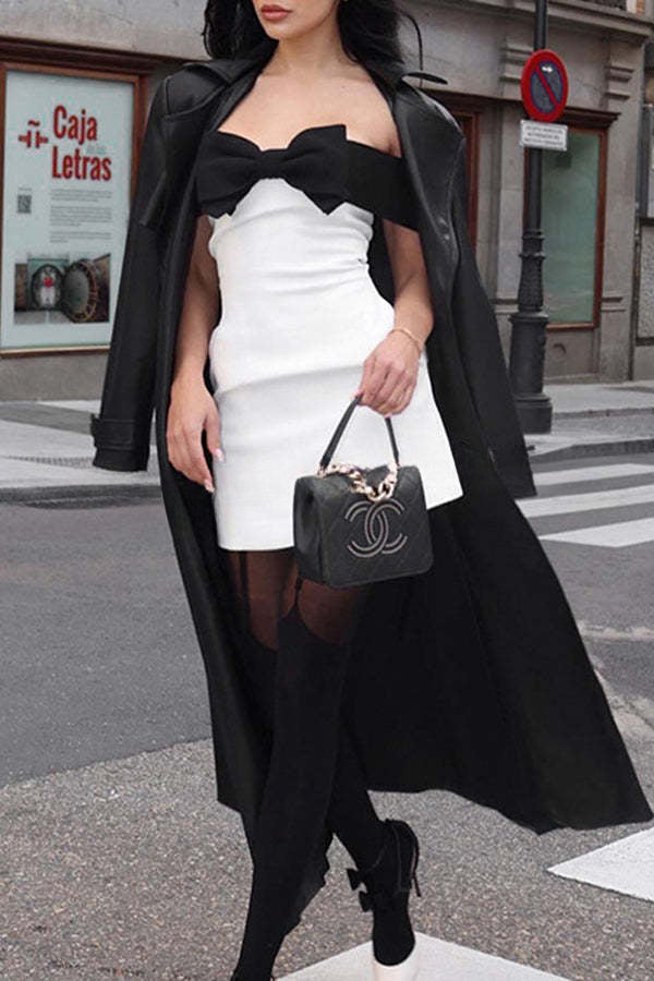 Vestido corto de fiesta elástico con lazo y hombros descubiertos, excepcionalmente chic 