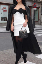 Vestido corto de fiesta elástico con lazo y hombros descubiertos, excepcionalmente chic 