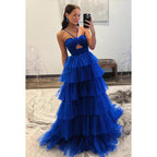 Superbe et charmante robe de soirée trapèze sans manches à dos nu