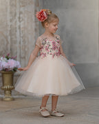 Vestido de niña de las flores de tul corte A hasta la rodilla 