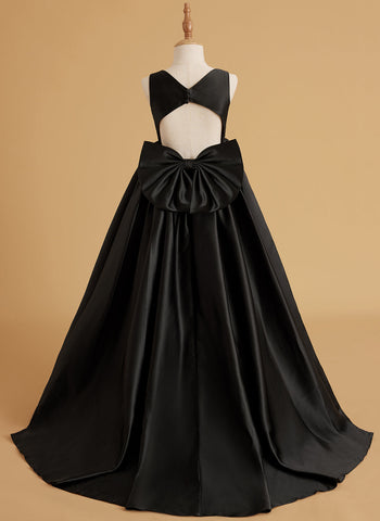 Robe de bal/robe de princesse en satin avec traîne pour demoiselle d'honneur 