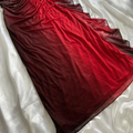 Robe de soirée longue sexy rouge ombrée à col en V en mousseline, dos nu, Y7485