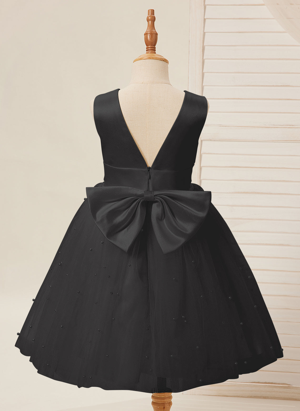 Vestido de princesa/vestido de princesa de satén y tul hasta la rodilla para niña de las flores 