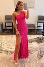Robe de bal à paillettes fuchsia étoiles