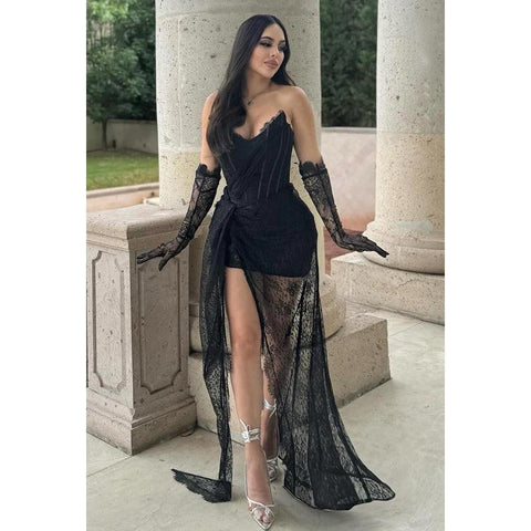 Sexy & Hot Lace Embroidery Appliques V-Neck Sleeveless Evening Party Prom Dress