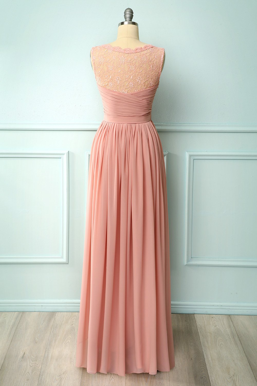 Robe de demoiselle d'honneur longue à col en V