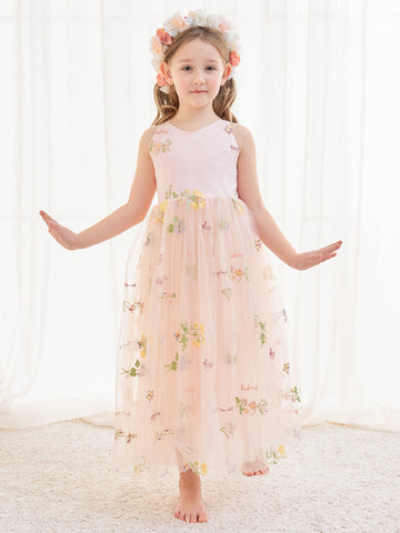 Robe rose en tulle coupe trapèze, longueur cheville (2003227599) 