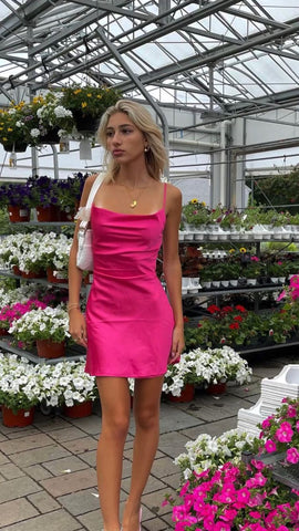 Vestido corto sencillo de tirantes finos para fiesta de bienvenida, vestido de club para mujer Y61