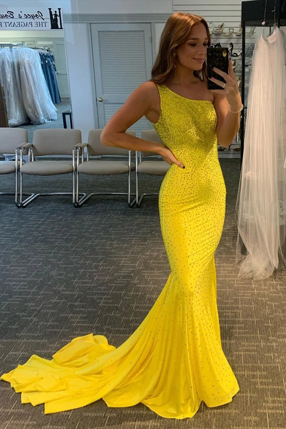 Robe de bal sirène à perles
