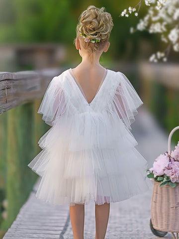 Vestido de niña pequeña de tul elegante estilo hada del jardín encantado 