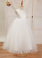 Vestido de gala/de princesa de satén y tul hasta los tobillos 