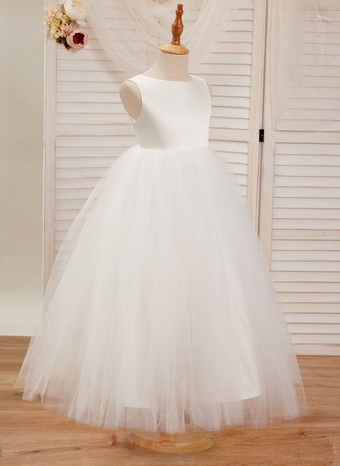 Vestido de gala/de princesa de satén y tul hasta los tobillos 