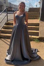 Spaghetti Straps Backless Long Prom Dress