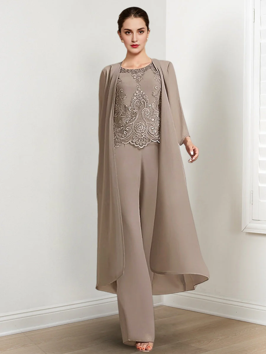 On Sales No Return Only One Color And One Size Chiffon Long Sleeves Mother Of The Bride Pantsuits With Jacket