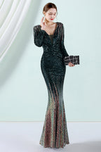 Robe de soirée à manches longues et sequins