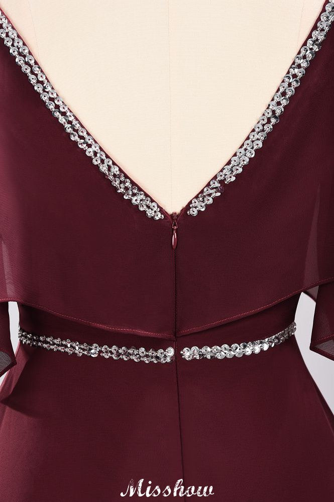 Elegantes vestidos de dama de honor de corte A, de gasa, con escote en V, tirantes finos, sin mangas y hasta el suelo, con pedrería.