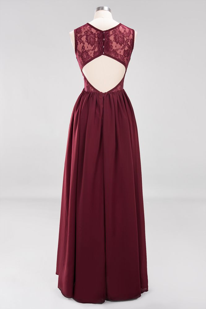Robe de demoiselle d'honneur élégante en dentelle, coupe trapèze, sans manches, en mousseline, ornée de volants et de bijoux, longue jusqu'au sol, avec appliques.