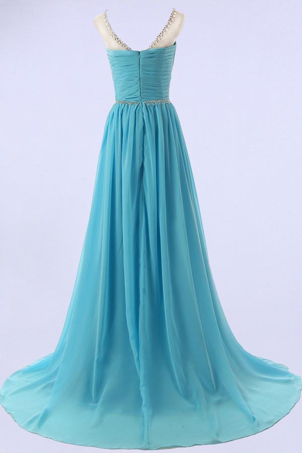 Elegantes vestidos de dama de honor/baile de graduación corte A con escote redondo y pedrería PG 206