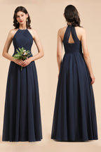 Elegantes vestidos de dama de honor de gasa con encaje, corte en A, sin mangas, escote en V y volantes. 