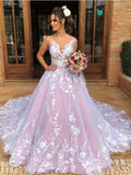Elegantes vestidos largos de fiesta formales con escote en V, espalda descubierta y corte en A, de encaje.