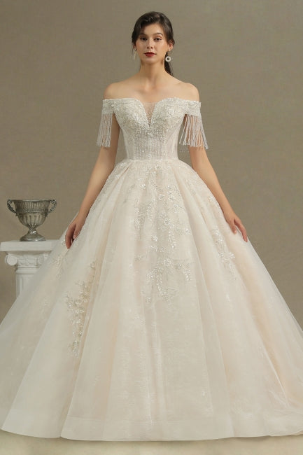 Robes de mariée élégantes de coupe trapèze | Robes de mariée à manches