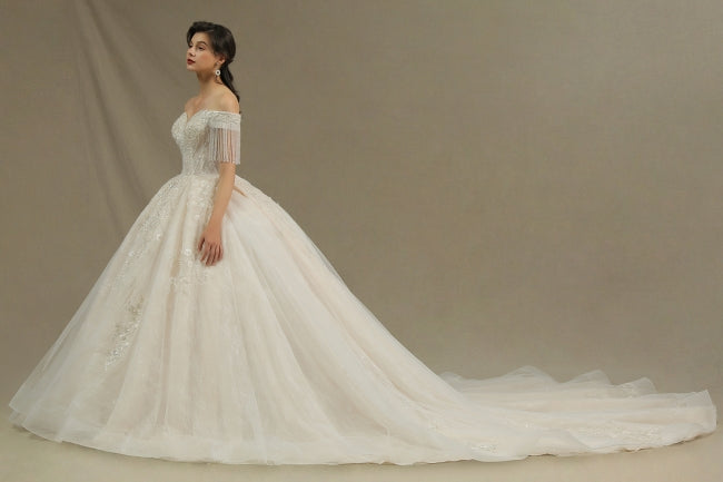 Robes de mariée élégantes de coupe trapèze | Robes de mariée à manches