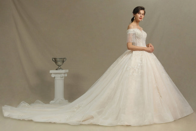 Robes de mariée élégantes de coupe trapèze | Robes de mariée à manches