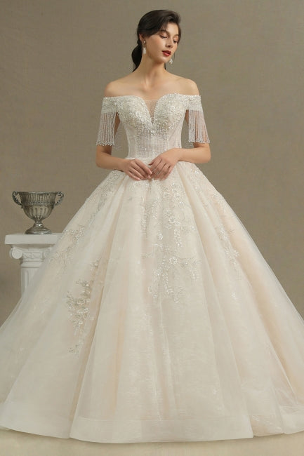 Robes de mariée élégantes de coupe trapèze | Robes de mariée à manches