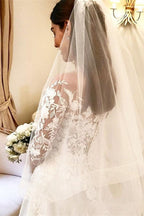 Robes de mariée élégantes de coupe trapèze avec manches, robes de mariée en dentelle