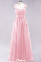 Robe de soirée longue élégante en tulle sans manches, coupe trapèze, bretelles bordeaux, robe de demoiselle d'honneur
