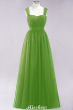 Robe de soirée longue élégante en tulle sans manches, coupe trapèze, bretelles bordeaux, robe de demoiselle d'honneur