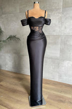 Elegant Black Off-the-shoulder Mermaid Prom Dress With Lace