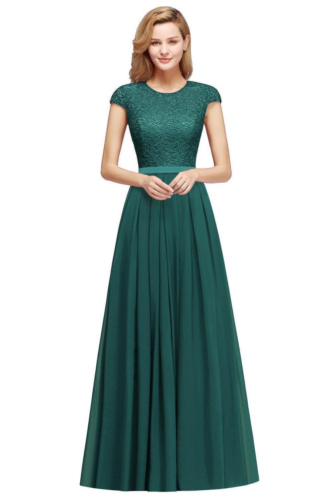 Robe de soirée trapèze élégante à manches courtes et coupe trapèze, bleu marine, longue robe de soirée