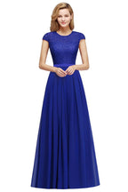 Robe de soirée trapèze élégante à manches courtes et coupe trapèze, bleu marine, longue robe de soirée