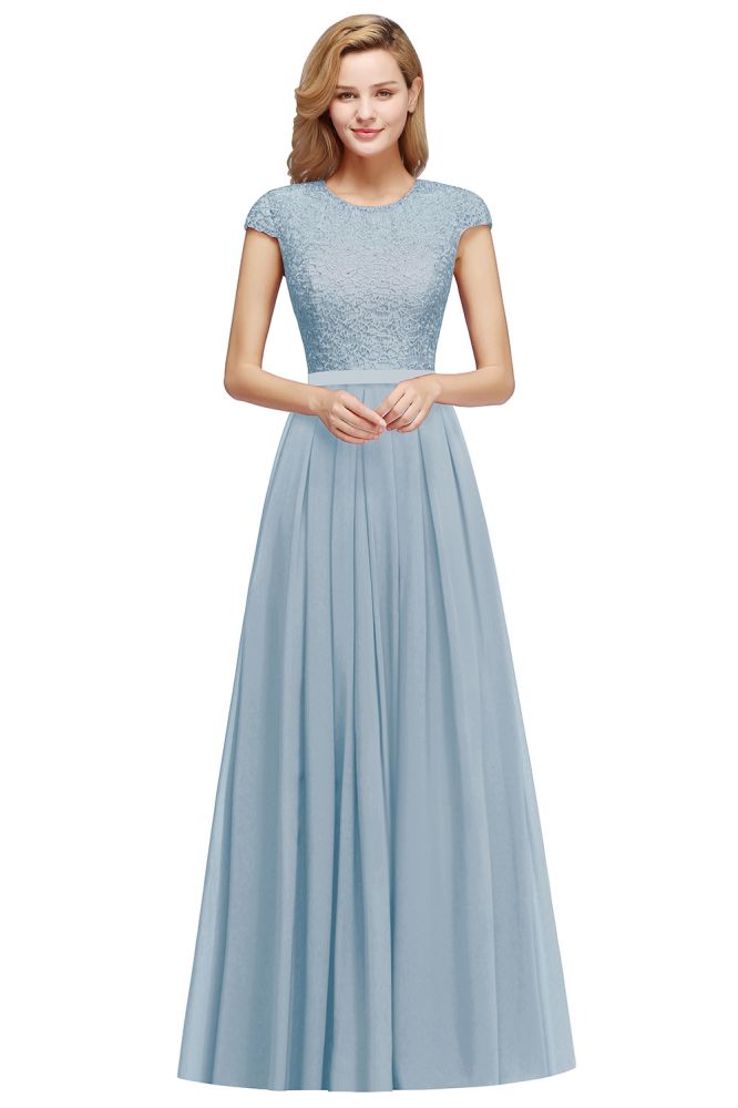 Robe de soirée trapèze élégante à manches courtes et coupe trapèze, bleu marine, longue robe de soirée