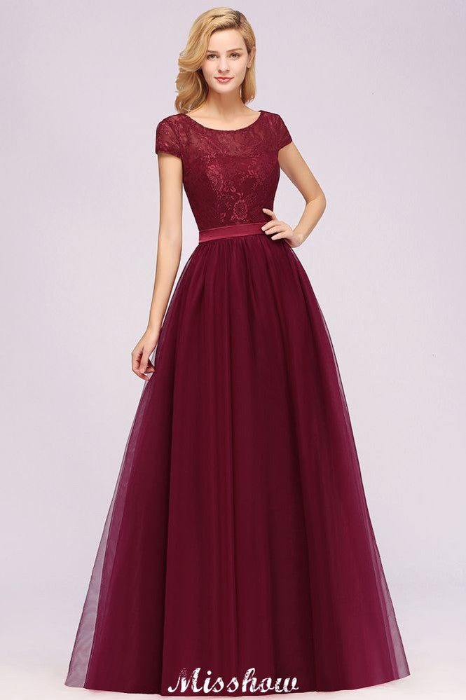 Robe de soirée élégante à manches courtes et imprimé floral, coupe trapèze, ornée d'appliqués en tulle, robe de demoiselle d'honneur