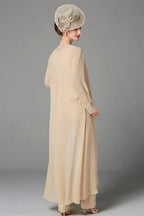 Robe élégante couleur champagne pour la mère de la mariée, combinaison en mousseline pour demoiselle d'honneur