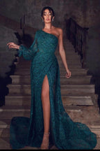 Robes de soirée élégantes vert foncé | Tenues de soirée longues en dentelle