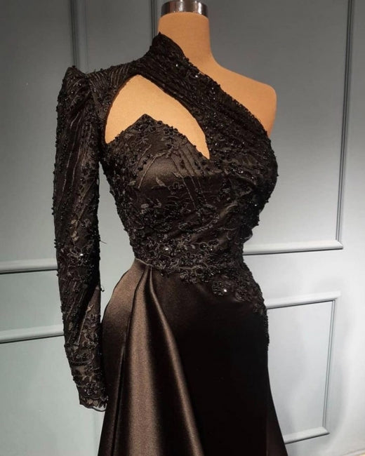 Robes de soirée longues noires élégantes | Robes de bal à manches