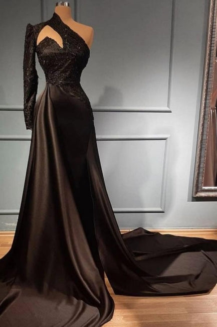 Robes de soirée longues noires élégantes | Robes de bal à manches