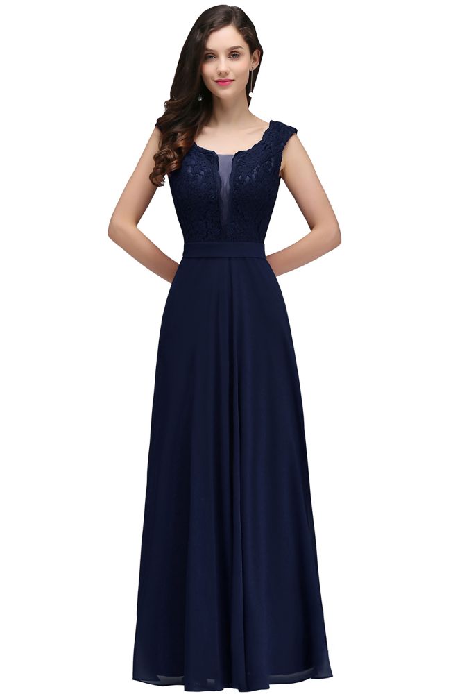 Elegant Floor-length Lace A-line Burgundy Prom Dress