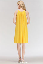 Robe de soirée élégante, dos nu, simple et sans manches, longueur genou