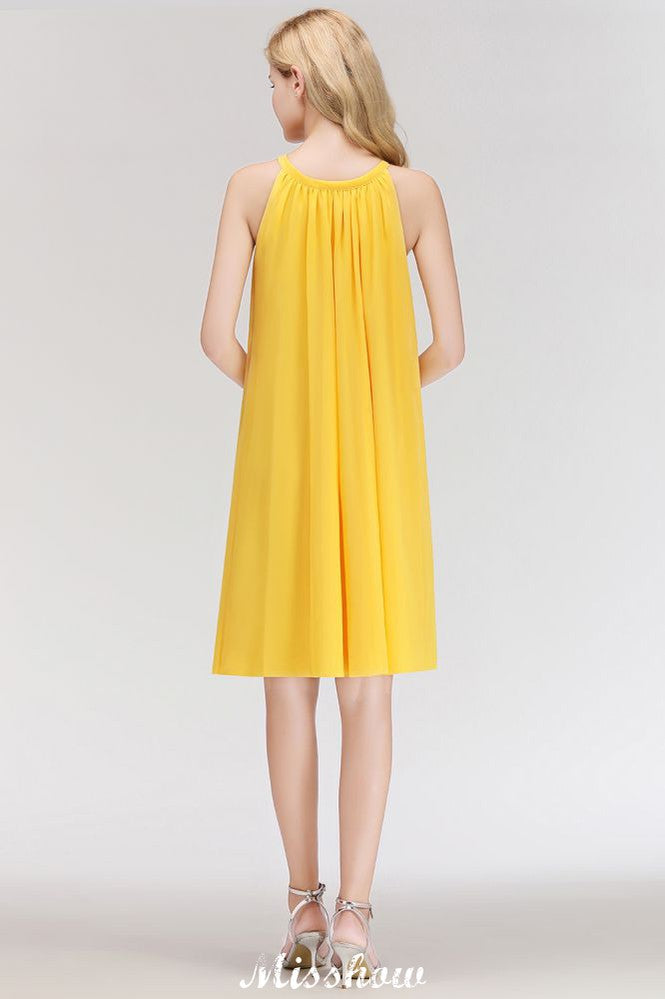 Robe de soirée élégante, dos nu, simple et sans manches, longueur genou