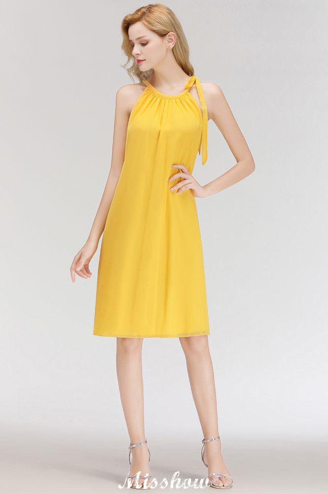 Robe de soirée élégante, dos nu, simple et sans manches, longueur genou