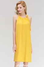 Robe de soirée élégante, dos nu, simple et sans manches, longueur genou