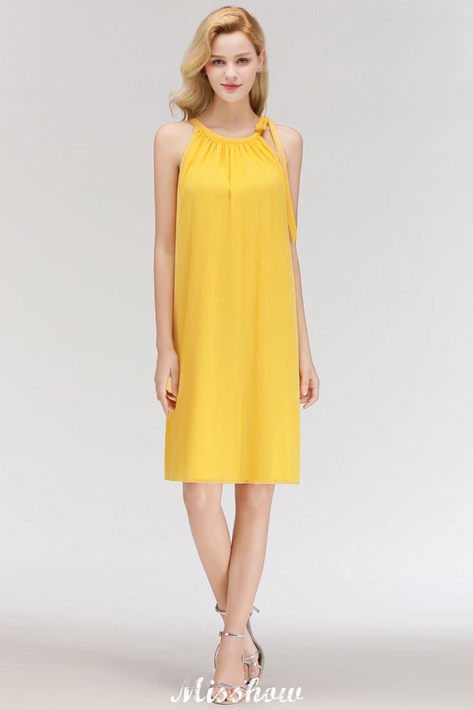 Robe de soirée élégante, dos nu, simple et sans manches, longueur genou