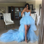 Robes de bal élégantes en tulle à décolleté cœur asymétrique et bustier cœur