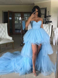 Robes de bal élégantes en tulle à décolleté cœur asymétrique et bustier cœur